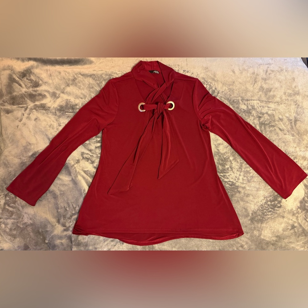 Ariella Deep Red Criss-Cross Blouse. PTP 19” - Picture 5 of 6